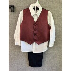 Boys 4 Andrew Fezza Navy blue red pants suit vest 3 Piece